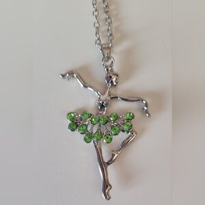 Ballerina Necklace With Green Rhinestones